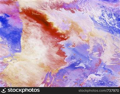 Colorful abstract background, wallpaper and rich, bright, texture with space for text. Liquid acrylic mixed color brushstroke. Underwater fantasy world or daydream.