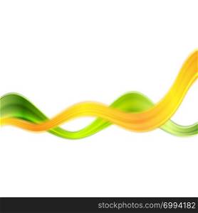 Colorful abstract green orange waves background