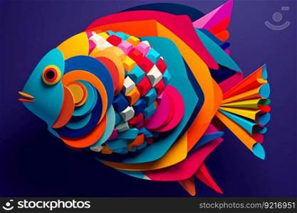 colorful abstract logo in fish shape generative ai.