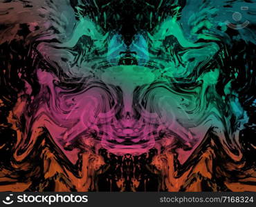 Colorful Abstract pattern on a black background. Color swirls