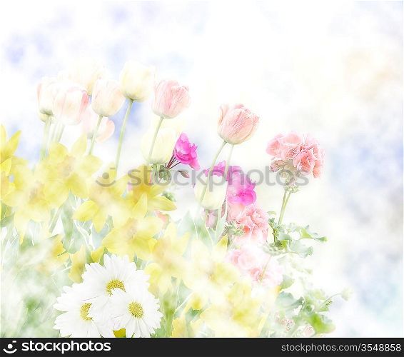 Colorful Abstract Spring Flowers Background