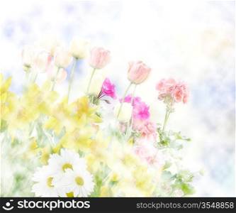 Colorful Abstract Spring Flowers Background