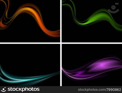 Colorful abstract waves on black background