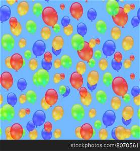 Colorful Air Balloons Seamless Pattern Isolated on Blue.. Colorful Air Balloons Seamless Pattern