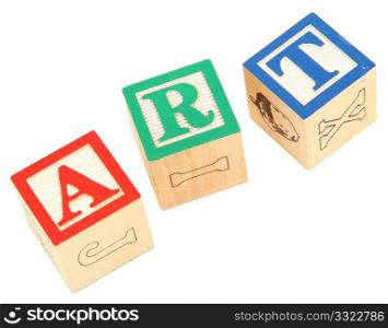 colorful alphabet blocks spelling the word ART