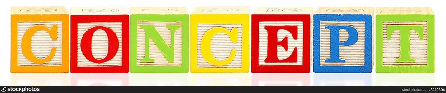 Colorful alphabet blocks spelling the word CONCEPT