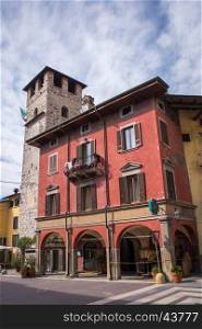 Colorful and ancient house,in the historic centre of the Pisogne town.The city is located on Lake Iseo near Brescia,Italy.