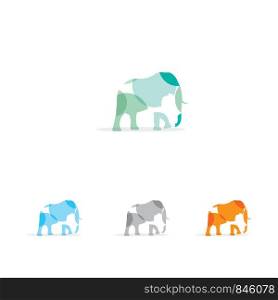 colorful animal illustration, elephant, wild animal, baby logo vector design
