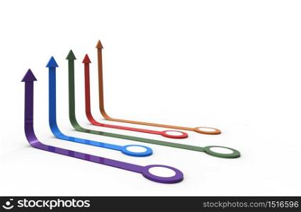 Colorful arrow. Growing business concept.3D rendering.