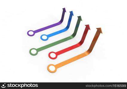 Colorful arrow. Growing business concept.3D rendering.