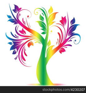 colorful art tree isolated on black background