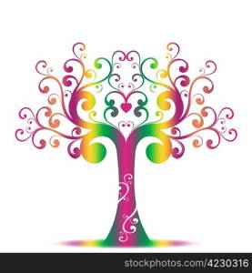 Colorful art tree isolated on black background