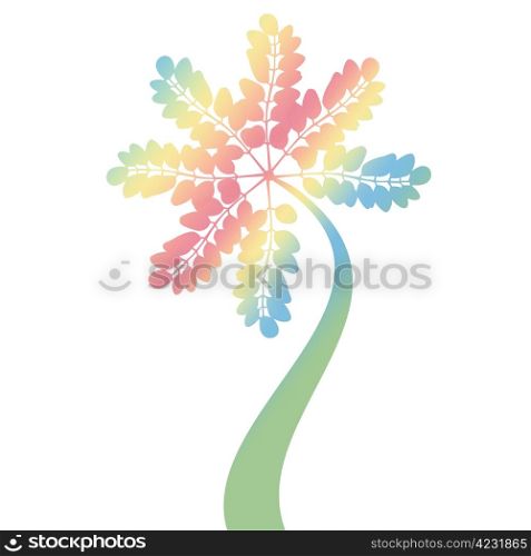 colorful art tree silhouette isolated on white background