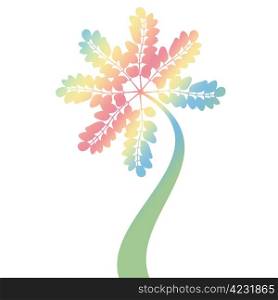 colorful art tree silhouette isolated on white background