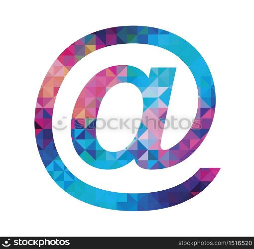 colorful at sign icon isolated on white background. Illustration.