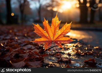 Colorful autumn maple leaf. Generative AI