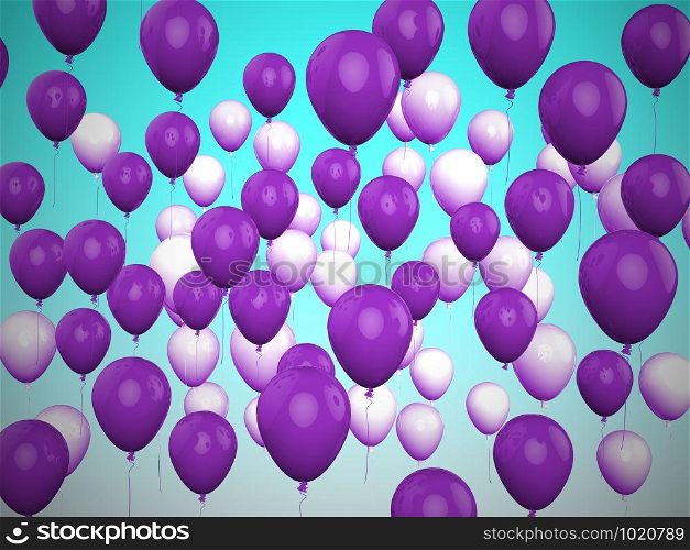 Colorful balloons blue background or backdrop used for party celebrations. A festive party decoration for fun and celebration - 3d illustration