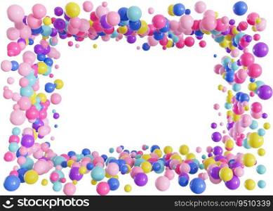 Colorful balloons isolated on white background. Multicolor, vibrant foreground. Frame, border with copy space in the middle. Cut out graphic design elements. Happy birthday, party decoration. 3D. Colorful balloons isolated on white background. Multicolor, vibrant foreground. Frame, border with copy space in the middle. Cut out graphic design elements. Happy birthday, party decoration. 3D.