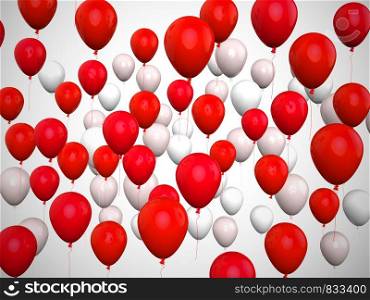 Colorful balloons red background or backdrop used for party celebrations. A festive party decoration for fun and celebration - 3d illustration
