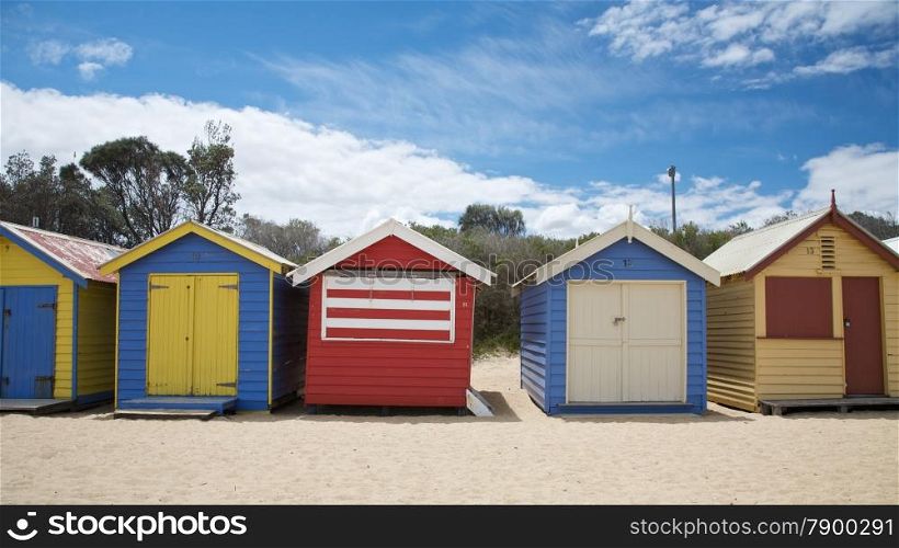 Colorful Beach Huts in Australia. Colorful Beach Huts at Brighton Beach Near Melbourne Australia