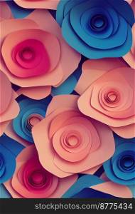 Colorful beautiful paper flowers background design 3d illustrated