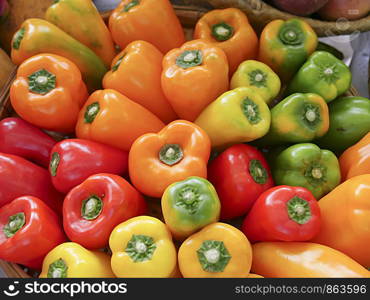 colorful bell peppers on the market.