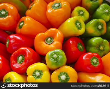 colorful bell peppers on the market.