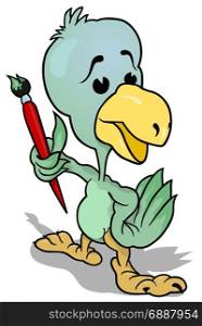 Colorful Bird Holding Paintbrush