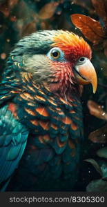 Colorful Bird with Floral on Background. Generative AI. High quality illustration. Colorful Bird with Floral on Background. Generative AI
