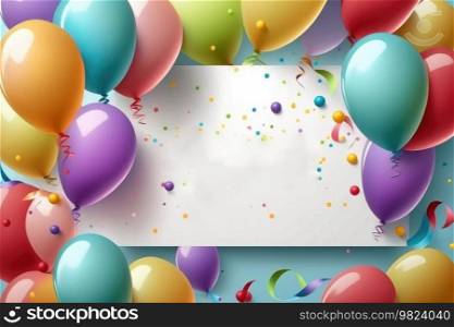 Colorful birthday background with balloons. Generative Illustrations AI 
