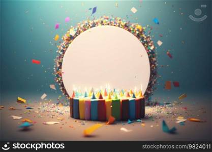 Colorful birthday background with place for text. Generative AI illustrations
