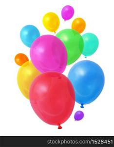 Colorful birthday party balloons on white background. Colorful balloons