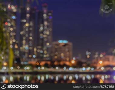 Colorful bokeh background of Bangkok city lights illuminated at night