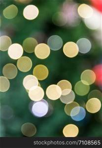 Colorful bokeh from the christmas tree in the New Year party.