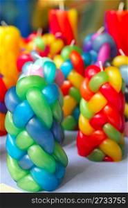 colorful braided candles handcraft texture pattern vivid colors