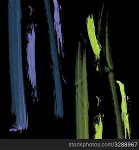 Colorful brush strokes isolated on black background.