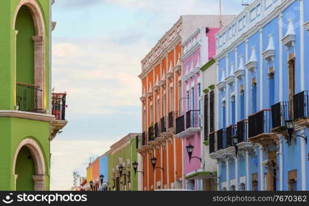 Colorful buildings in mountains village, Mexico