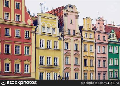 colorful buildings of Wroclaw at the main city square Stary Rynek