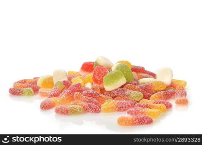 colorful candy jelly in sugar, isolated