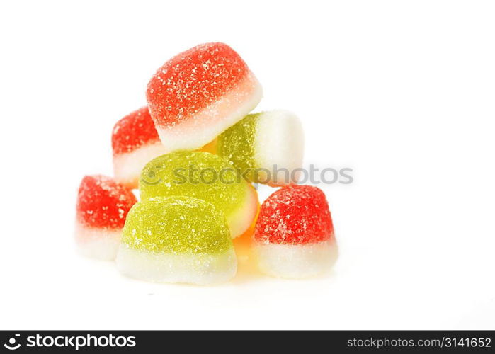 colorful candy jelly in sugar, isolated