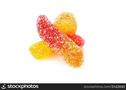 colorful candy jelly in sugar, isolated