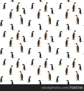 Colorful cartoon penguins. Parents and children. Seamless pattern. Vector Illustration. EPS10. Colorful cartoon penguins. Parents and children. Seamless pattern. Vector Illustration
