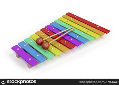 Colorful children&#39;s xylophone on white background