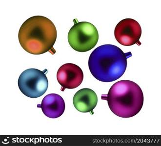 colorful christmas bulbs isolated on white