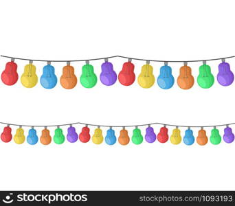 Colorful christmas lights isolated icon on white, stock vector illustration