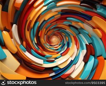 Colorful circles pattern rotation 3d illustration