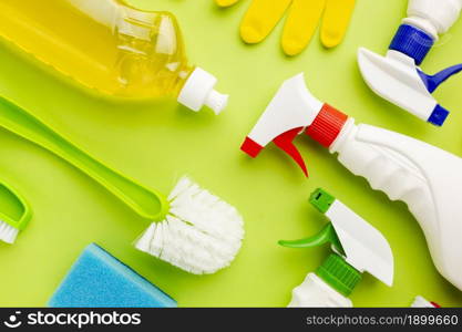 colorful cleaning products top view. Resolution and high quality beautiful photo. colorful cleaning products top view. High quality beautiful photo concept