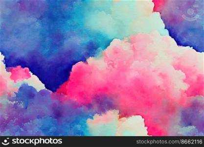 Colorful Clouds seamless textile pattern 3d illustrated