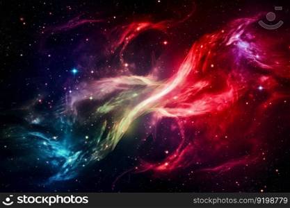 colorful clumps of energy particles in space, mesmerizing galaxy background generative ai.