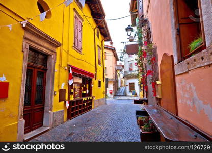 Colorful cobbled street of Cividale del Friuli, ancient town in Friuli Venezia Giulia region of Italy 